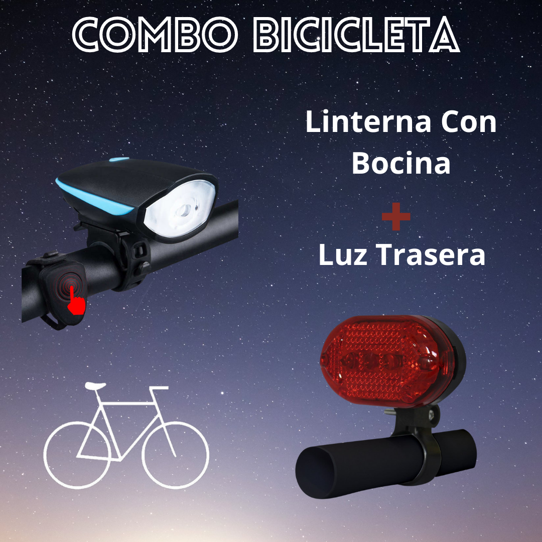 Combo Linterna con bocina y Luz trasera para bicicleta – Ferreteros  Colombianos
